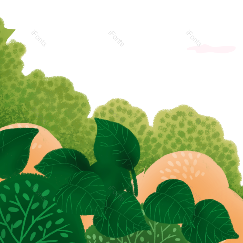 卡通图片,夏天元素,插画PNG,手绘花草免抠素材
